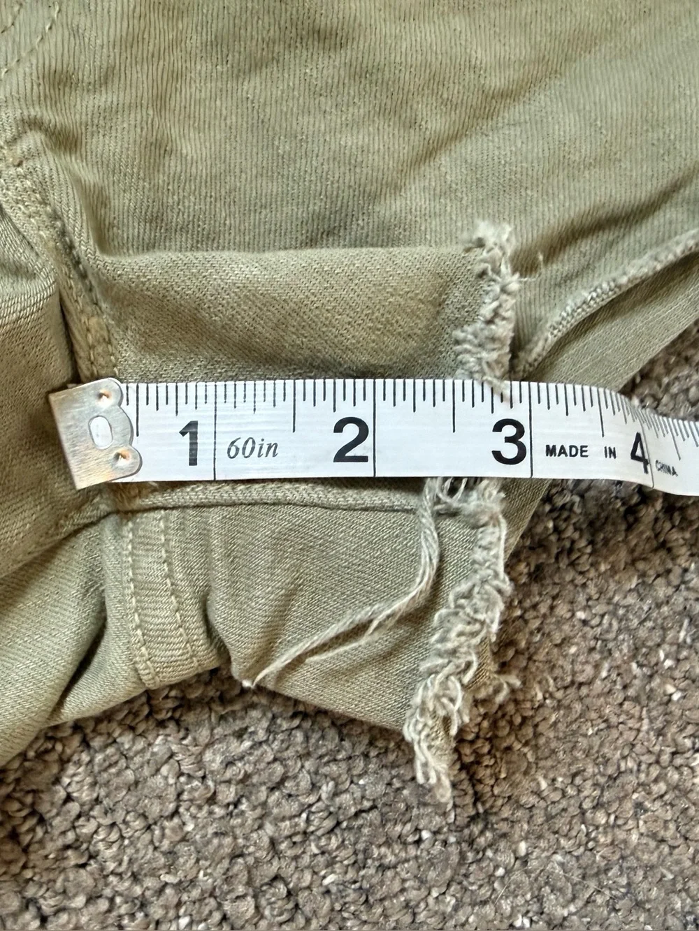 MOTHER The Dodger Short Fray Olive Green Denim Shorts Size 27 Made in USA